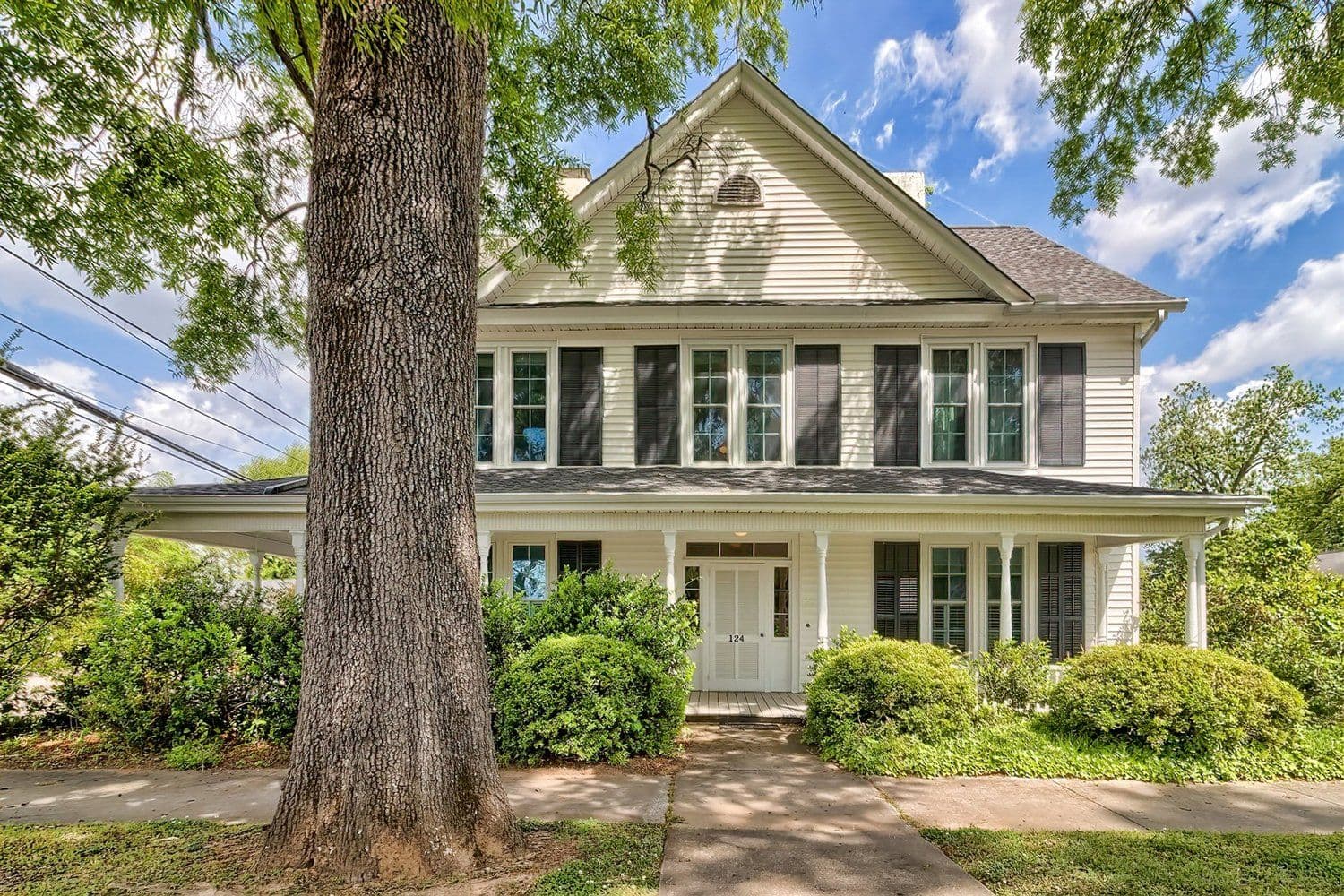 Historic-style three-story white house
