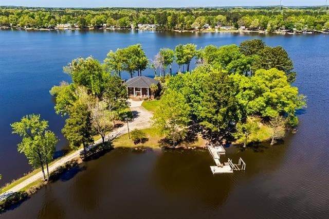 A lake peninsula with a dock