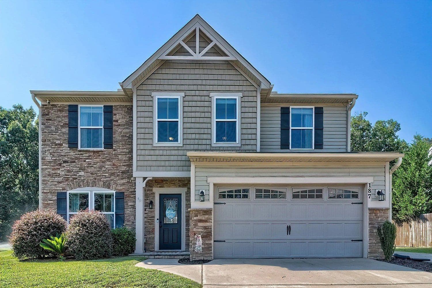Home exterior with stone accents