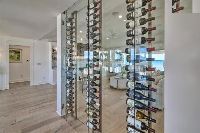 A glass wine wall